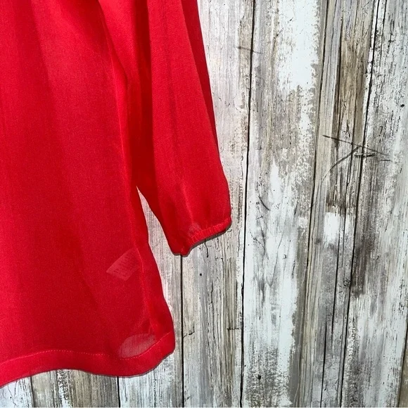 Umgee Coral Open Neck Sheer Blouse - Picture 2 of 5